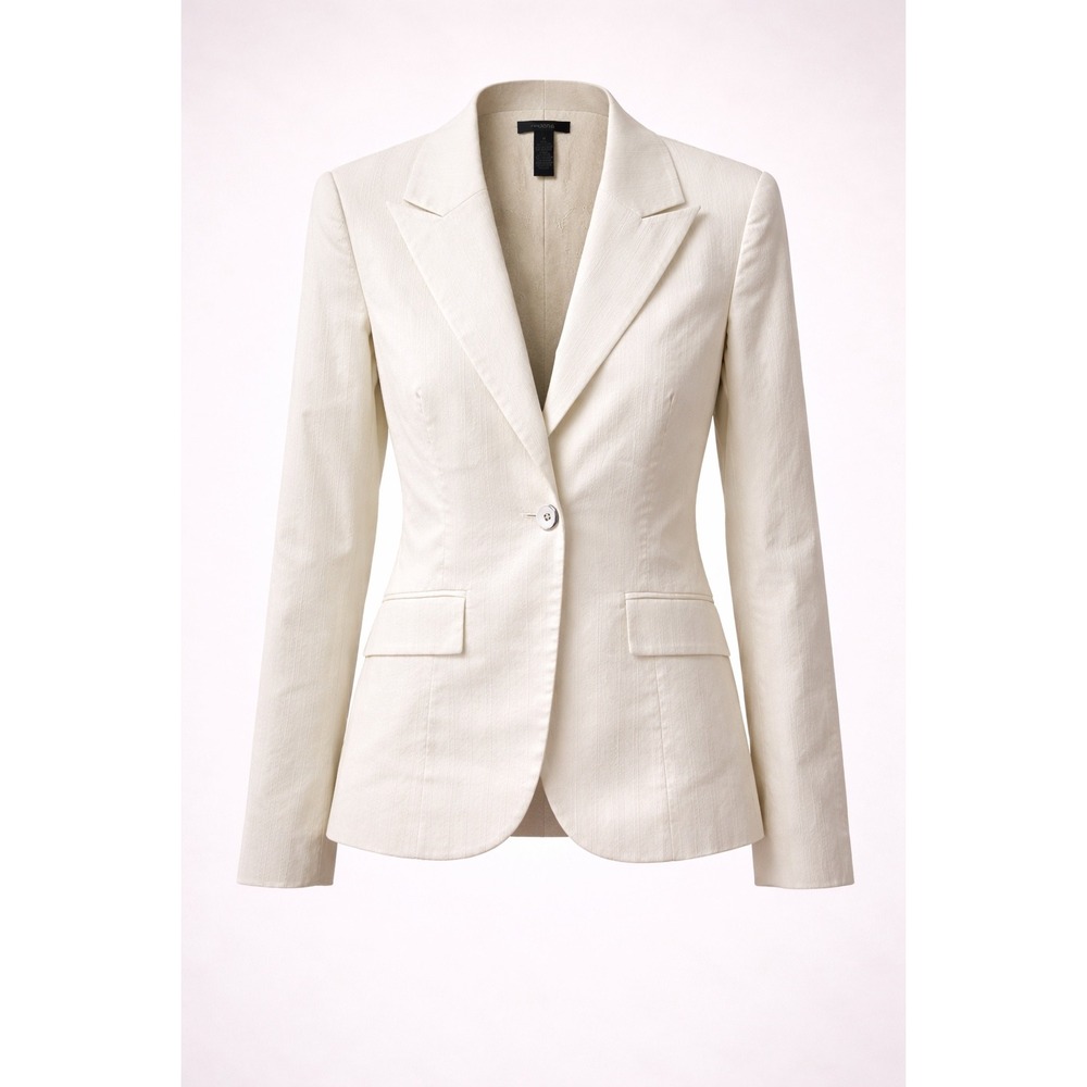Arden B White Tailored Blazer Jacket Size M Stretch Cotton Career Chic